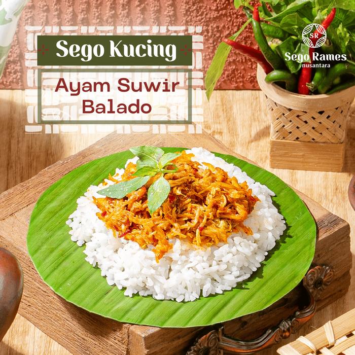 Gambar Sego Kucing / Nasi Kucing - Sego Rames Nusantara - Ayam Suwir Balado | Cumi Cabe Ijo | Cakalang Balado | Teri Oseng Cabe | Cumi Oseng Cabe Petai | Lidah Cabe Ijo | Teri Balado | Daging Sengkel Oseng Cabe - Ayam Swr Balado dari Sego Rames Nusantara undefined Tokopedia
