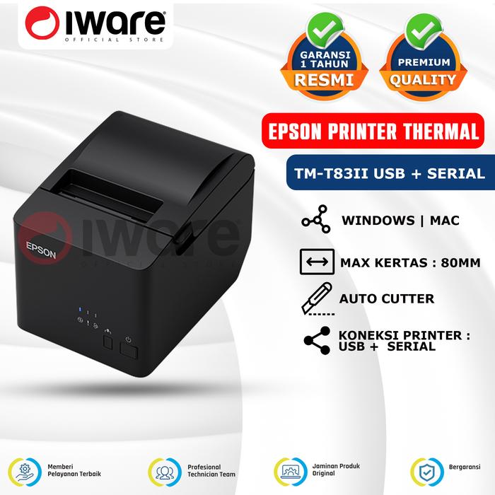Gambar PRINTER EPSON TMT82 USB KERTAS THERMAL 80MM | TM-T82 USB - LAN - T83IIIUSBSERIAL dari Iware.id undefined Tokopedia