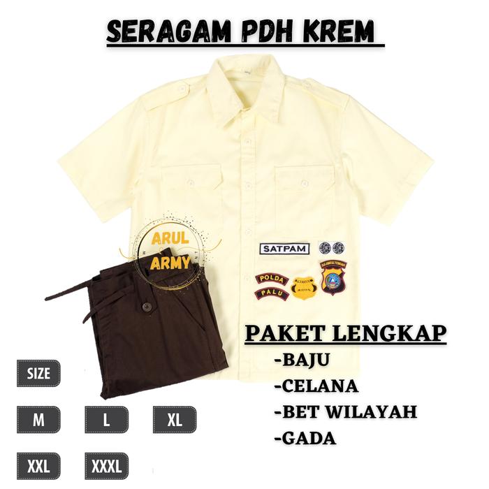 Gambar BAJU SERAGAM SETELAN PDL PDH SATPAM SECURITY KREM CREAM TERBARU 2025 SERAGAM SATPAM KAOS SATPAM SETELAN SATPAM KREM SERAGAM SECURITY KREM PAKET LENGKAP SERAGAM SATPAM KREM TERBARU - PDH KREM, M dari Arul army undefined Tokopedia