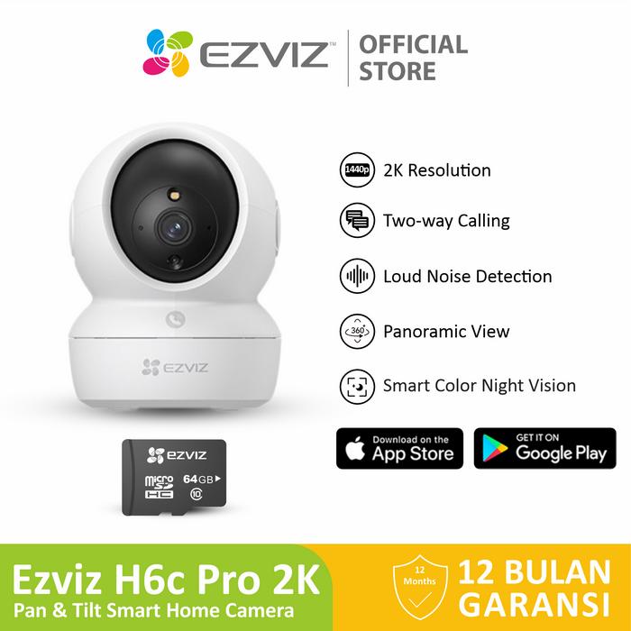 Gambar Ezviz H6c Pro 2K 3MP Smart Wifi Pan Tilt IP Camera CCTV Indoor w/SD Card 32/64/128Gb - H6C + Ezv 64Gb dari Ezviz Official Store undefined Tokopedia
