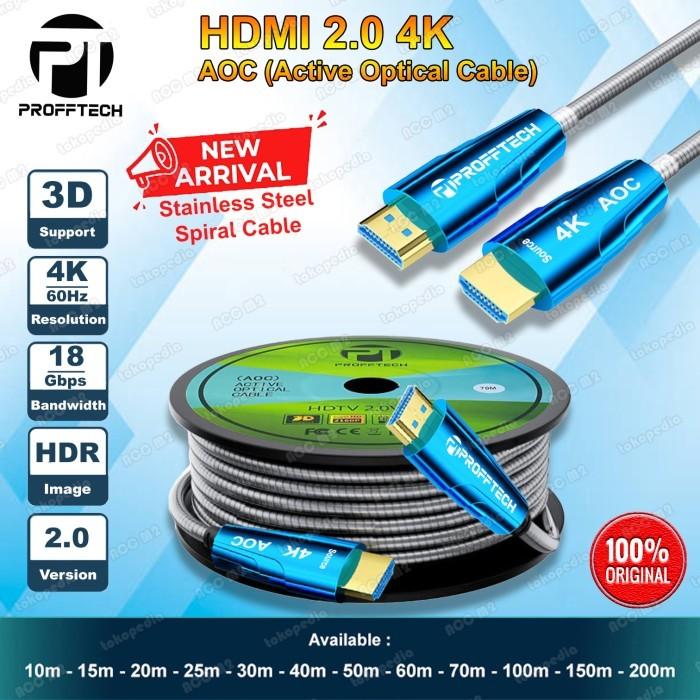 Gambar KABEL HDMI FIBER OPTIC FO V 2.0 4K60Hz LAPIS BESI ARMORED BAJA ACTIVE OPTIK 10 15 20 25 30 40 50 60 70 100 Meter M Profftech Netline Bafo ELECTROFAST - 50 meter dari Gadget Crown undefined Tokopedia