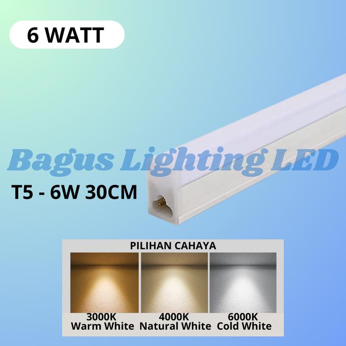 Gambar Lampu TL T5 LED Tube Light 6W 10W 18W 20W 30 - 120Cm Garansi - 6W-30CM, 3000K-WarmWhite dari Bagus Lighting LED undefined Tokopedia