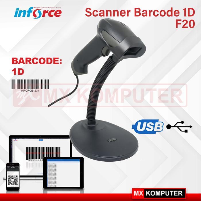Gambar INFORCE BARCODE SCANNER F20 + STAND 1D USB WIRED KABEL CABLE HANDHELD dari MXKomputer_NEW undefined Tokopedia