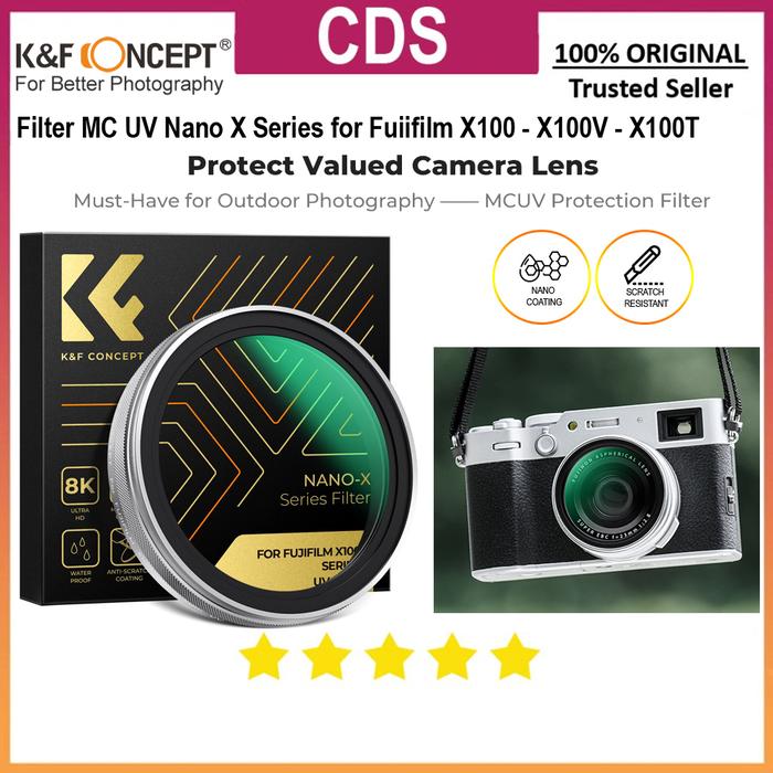 KNF Concept Filter MC UV Nano X Series for Fujifilm X100 X100V X100VI  X100T X100F X100S Built in Metal Adapter Filter BLACK RING di
