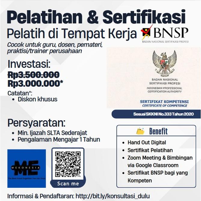 Gambar Paket Pelatihan & Sertifikasi BNSP Pelatih di Tempat Kerja - Paket Plus dari Eko Wahyudiharto undefined 3 Tokopedia