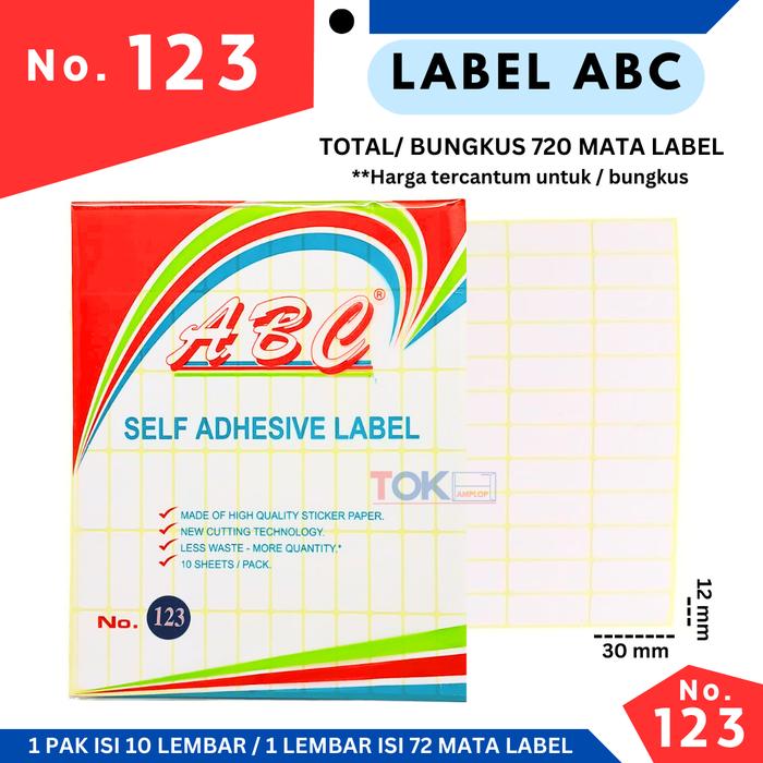 Jual Stiker Label ABC 123 Polos ( self adhesive label ) / label ...