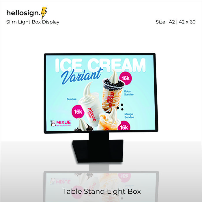 Gambar Table Stand Light Box | LED Menu Meja | Daftar Menu LED | Slim Light Menu Adv | A3 & A2 | Display Menu Cafe - Meja Informasi - A2 dari hellosign. undefined Tokopedia