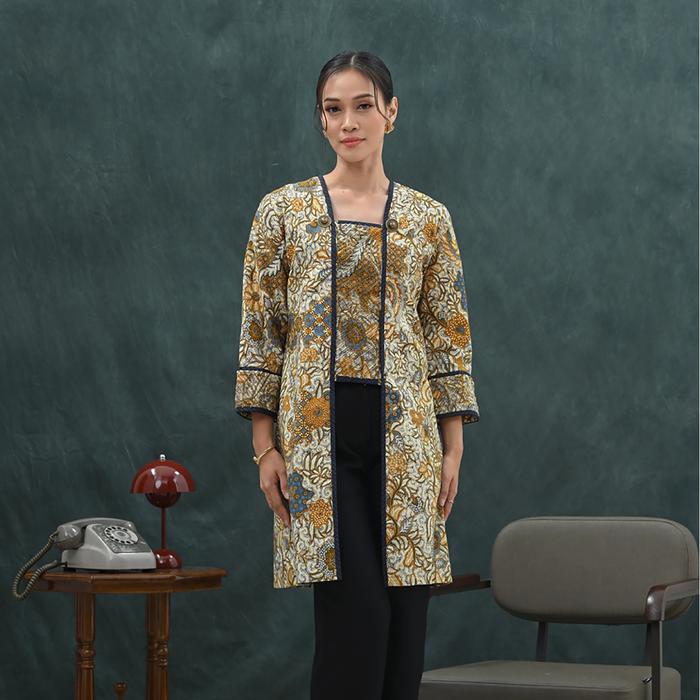 Gambar NONA RARA - Aling Solo RMB T3650, Baju kerja blouse kebaya batik wanita modern - S dari Nona Rara Batik undefined Tokopedia