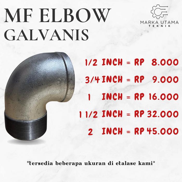 Gambar Street Elbow Galvanis Besi Drat luar dalam Keni / Knie / Knee Galvanize 1/4" 3/8" 1/2" 3/4" 1" 2" inch BSPT - 1/2 dari Marka Utama Teknik undefined Tokopedia