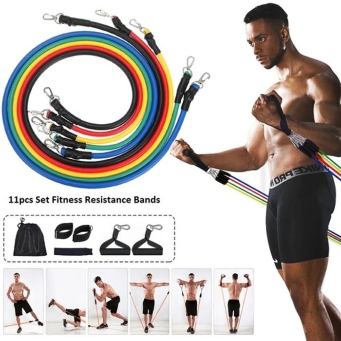 Jual Paket Resistance Bands Band 11in1 Tali Fitness Yoga Pilates