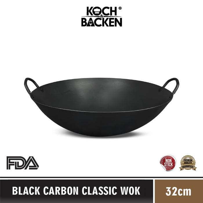 Gambar KOCH&BACKEN Black Carbon Wok Clasic Preseasoned 32cm - Wajan Penggorengan Kuali Hitam Anti Lengket - 1 PCS dari Koch&Backen undefined Tokopedia