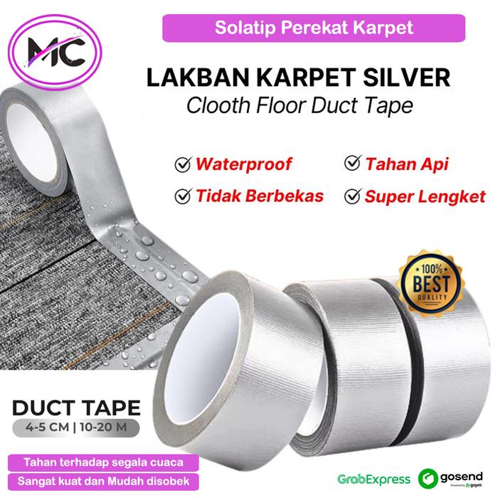 Gambar Lakban Karpet Lantai Kain Super Kuat Sticky Cloth Floor Duct Tape Lakban Solatip Perekat Isolasi Kain SIlver Abu  Anti Air Water Proof Waterproof Murah - 20mm, 10 Meter dari MC gudang undefined Tokopedia