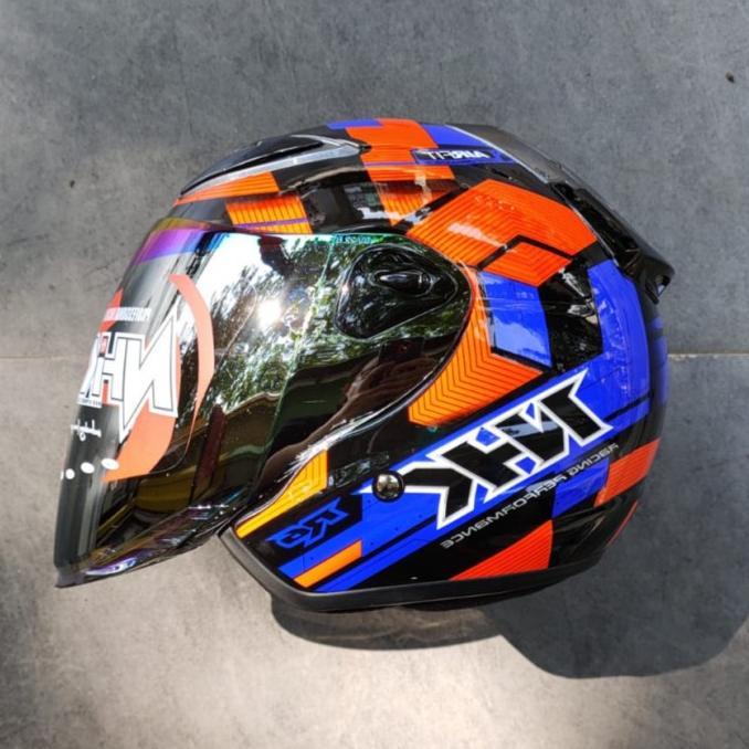 Gambar 100% NEW HELM HALF FACE NHK R6 CORAK CUBE KACA PELANGI BENING PRIA WANITA HAPPY SHOPING - BLACK/BLUE RED dari Pixel Era Jaya undefined Tokopedia