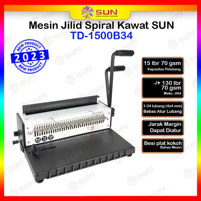 Gambar Mesin Jilid Spiral Kawat A4 TD-1231 - TD1500B34 Kotak, Makassar dari Sun Indonesia undefined Tokopedia
