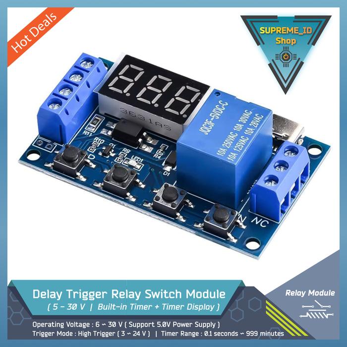 Gambar Digital Delay Trigger Relay Switch Module + Timer + Display | 5 - 30V | Power Supply Timer - USB Type-C Ver dari Supreme ID undefined Tokopedia