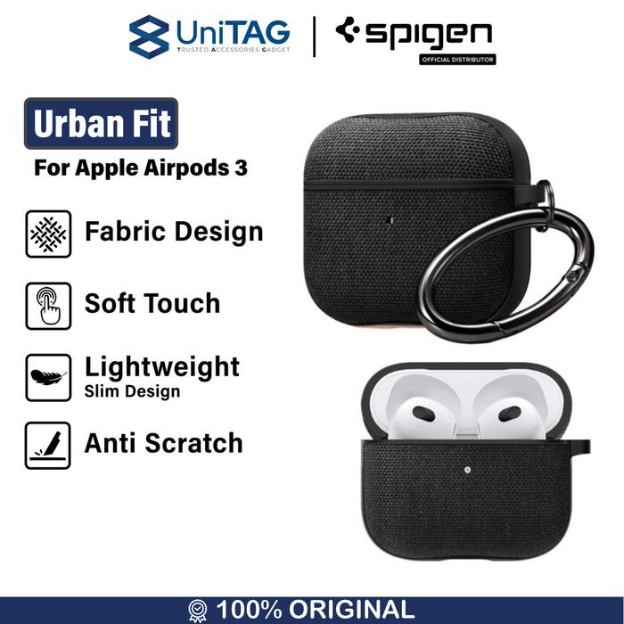 Gambar Case Airpods Gen 4 3 2 1 Spigen Urban Fit Hardcase Cover Fabric Anti Crack Shock Slip Casing - Black, Airpods 2/1 dari UniTAG Store undefined Tokopedia