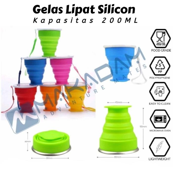Gambar gelas lipat silikon foldable cup camping hiking travel outdoor dari Makadam Adventure undefined Tokopedia