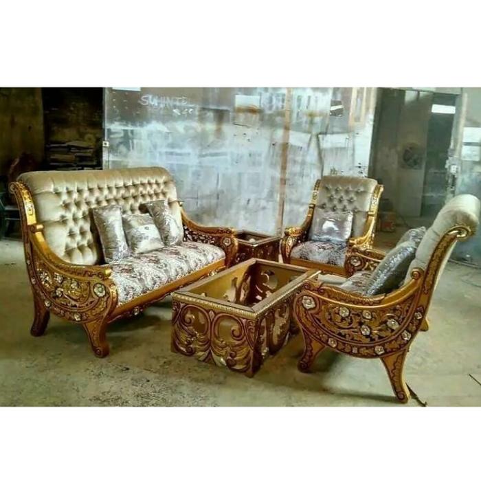 Gambar sofa ruang tamu fhinising gold mewah elegan dari sinarjaya furniture undefined Tokopedia