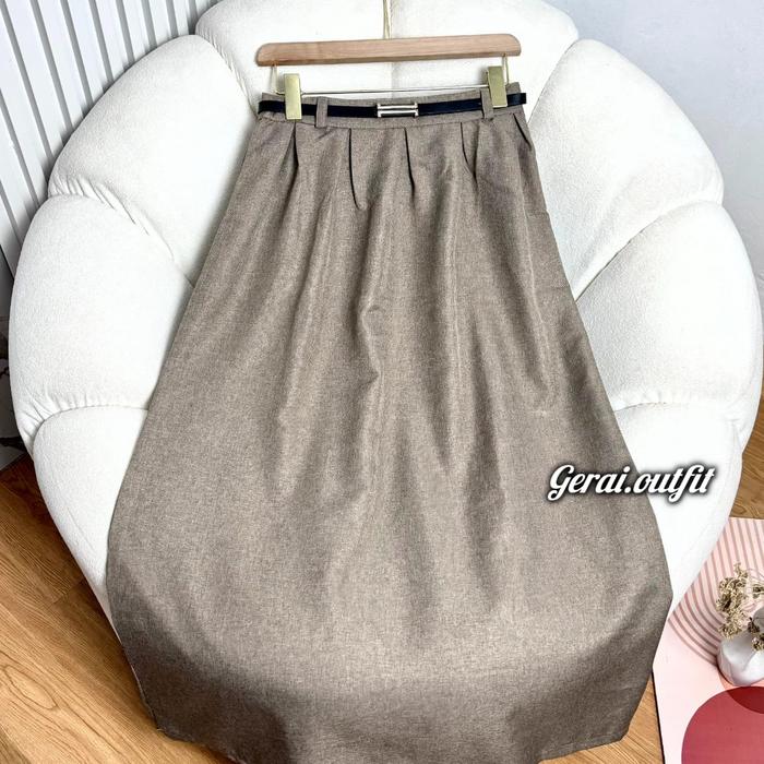 Gambar ABEL ROK POLOS MAYUNG SEMIWOLL - brown, XL dari GERAI OUTFIT undefined Tokopedia