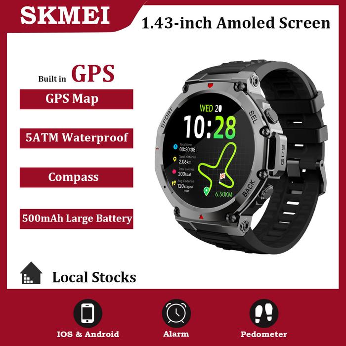 Gambar LIVE SKMEI B78 Smartwatch GPS | 5ATM Waterproof |  Layar AMOLED HD | 170+ Mode Olahraga  | Tahan Air 50M | Monitor Kesehatan | Jam Olahraga - Hitam dari SKMEI Smartwatch ID undefined Tokopedia