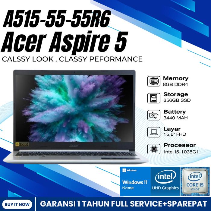 Jual PROMO ACER ASPIRE A515-55-55R6 i5-1035G1 8GB SSD 256GB 15,6