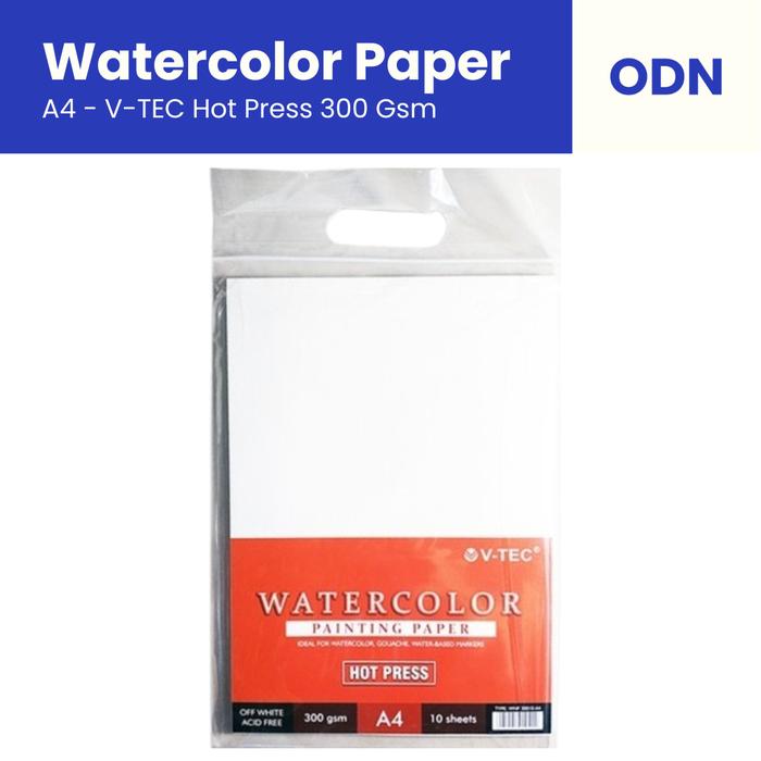 Gambar V-TEC Hot Press Watercolor Painting Paper 300 Gsm A4 A3 - A4 dari ODN Essentials undefined Tokopedia