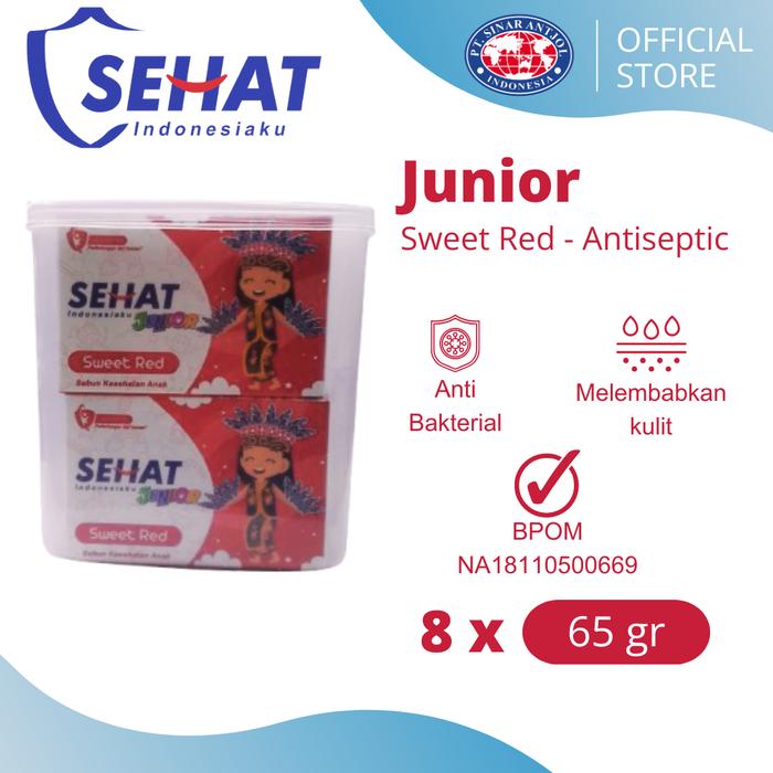 Gambar (SNACK BOX) + Sehat JUNIOR Indonesiaku Bar Soap 65gr Sabun Mandi Anak x 8pcs - Sweet Red dari Sinar Antjol undefined Tokopedia