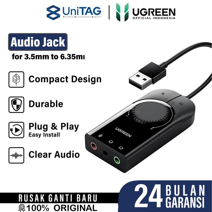 Gambar UGREEN Sound Card USB A to Jack Audio 3.5mm Laptop Mac PC PS4 External Sound Stereo - USB A 2.0 Male dari UniTAG Store undefined Tokopedia
