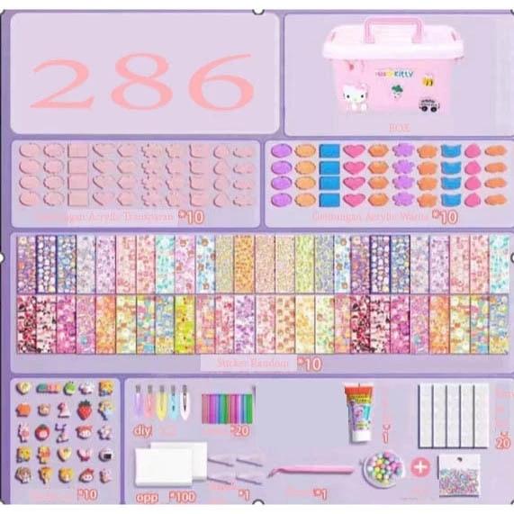 Gambar [FELIZKIDS] [FK296] DIY Guka Set Gantungan Kunci Akrilik DIY Keychain Set Kartu Stiker luca Kotak Guka Cream Gum Kartun Mainan Anak Perempuan - 286 PCS dari Feliz kids undefined Tokopedia