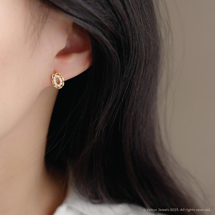 Jual Orlando Zirconia Hoop Earrings — 18K Gold Plated Platinum