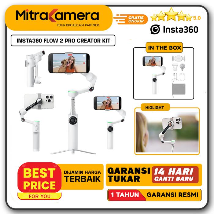 Gambar Insta360 Flow 2 Pro Smartphone Gimbal Stabilizer Creator Kit - White dari MitraKamera Bandung undefined Tokopedia