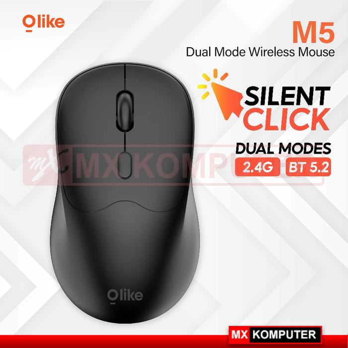 Gambar OLIKE M5 Wireless Mouse DUAL MODE USB Dongle - Bluetooth Silent Click Optical 1600DPI - Hitam dari MXKomputer_NEW undefined Tokopedia