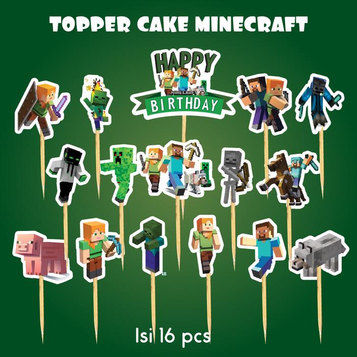 Gambar TOPPER CAKE MINECRAFT HBD DEKORASI ULTAH HIASAN KUE HAPPY BIRTHDAY - TOPPER CAKE dari Scarllet Party undefined Tokopedia