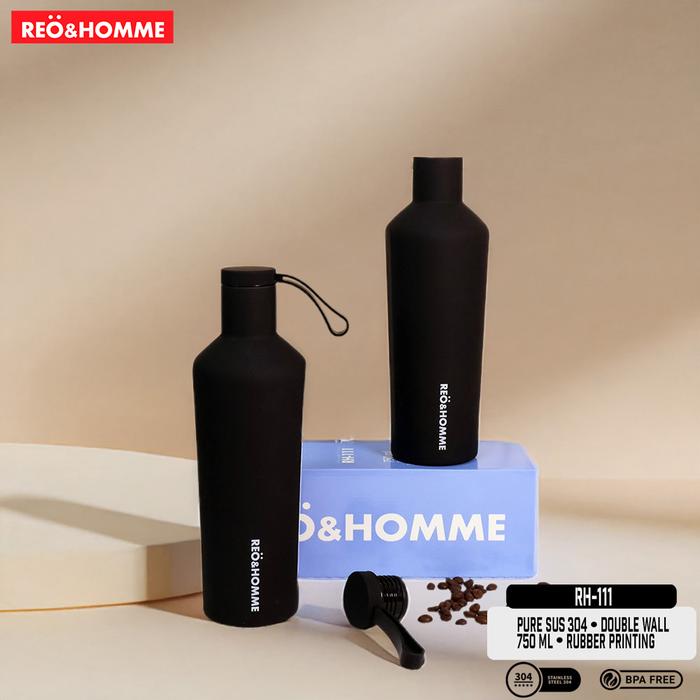 Gambar Reo&Homme Insulated Tumbler 750ML Vacuum Flask Pastel Doff RH-111 - Solid Black dari Reo & Homme Living undefined Tokopedia
