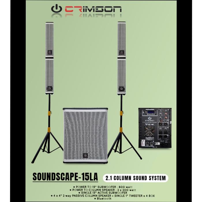 Gambar Speaker Crimson SOUNDSCAPE 15 LA Subwoofer Aktif 15ins 800watt + 2.1 Column Pasif SoundSystem 2x200watt Bluetooth ( Barang Sesuai Di Foto Gambar Ya) dari Tiga Roda Emas undefined Tokopedia