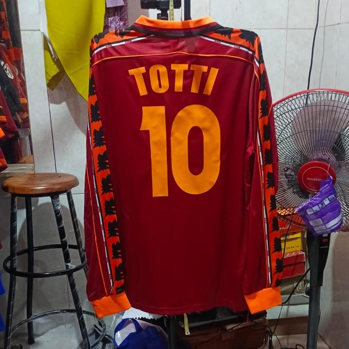 Gambar jersey as roma retro H98 season - lengan panjang sudah dengan name set by request dari la jersey ASR undefined Tokopedia