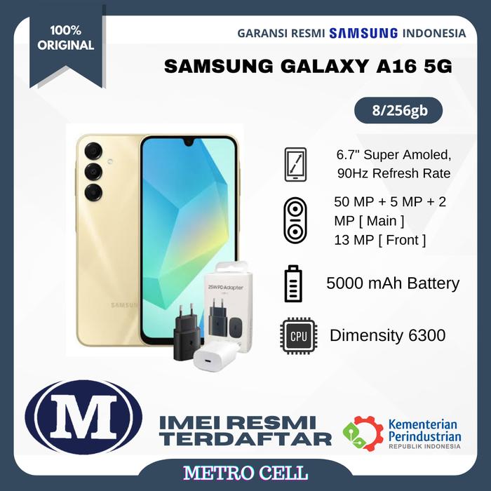 Gambar Samsung Galaxy A16 5G 8/256Gb - Garansi Resmi Sein 1Tahun - Gold+Ta25watt dari Metro Cell WTC undefined Tokopedia