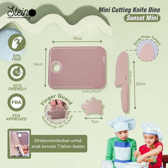 Gambar STEIN Mini Cutting Knife Dino - Pisau Set Latihan Anak - Sunset Pink dari Steincookware Official Store undefined Tokopedia