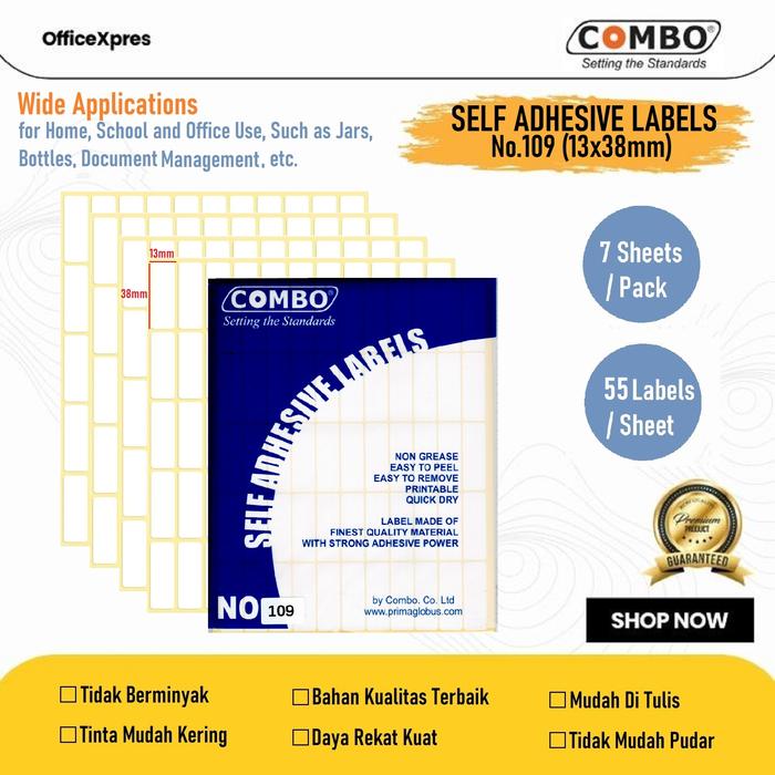 Gambar Stiker Label / Self Adhesive Labels / Label Nama Sticker / Label Putih - No.109 (12x38mm dari officeXpres undefined Tokopedia