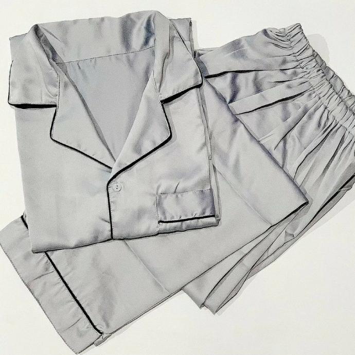 Gambar (Pra) Piyama Pria Dewasa | Baju Tidur Laki Laki Dewasa | Piyama Katun Satin - Abu-abu, XXL dari Primadonanekaa undefined Tokopedia