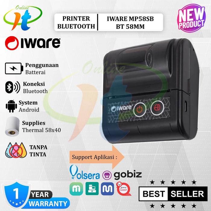 Gambar Iware MP-58SB Mini Mobile Printer Bluetooth 58mm MP58SB RPP02N Mesin Cetak Struk Thermal Kasir 58mm mesin  cetak  struk dari Toko IT Online undefined Tokopedia