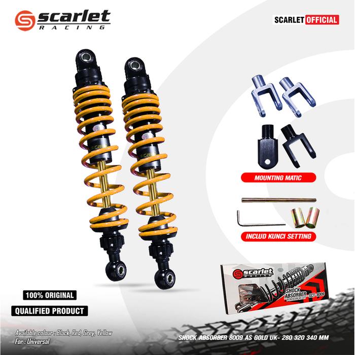Gambar Scarlet Racing - Shock Shockbreaker Absorber 8009 AS Gold (O+U) Uk 340 mm - Yellow dari scarletracingindonesia undefined Tokopedia