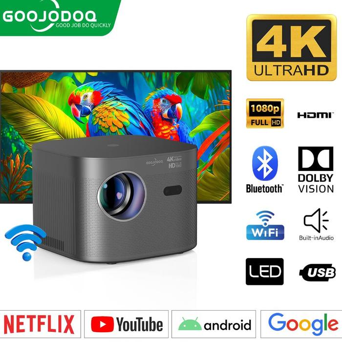 Gambar GOOJODOQ Wifi 4k Proyektor Full HD 1080p 15500 LM Suporta Android Sincronizando a Tela do Smartphone Home Theater Projetor bx12 - Gray-B dari Dark Official undefined Tokopedia