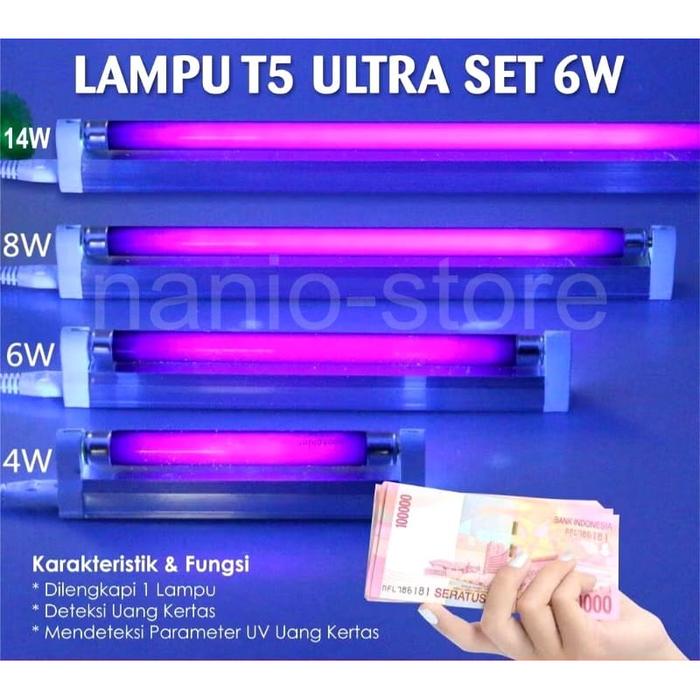 Gambar Lampu Neon T5 UV UltraViolet 6w/8w Lampu Uang Money Detector - 6W 23cm dari nanio-store undefined Tokopedia