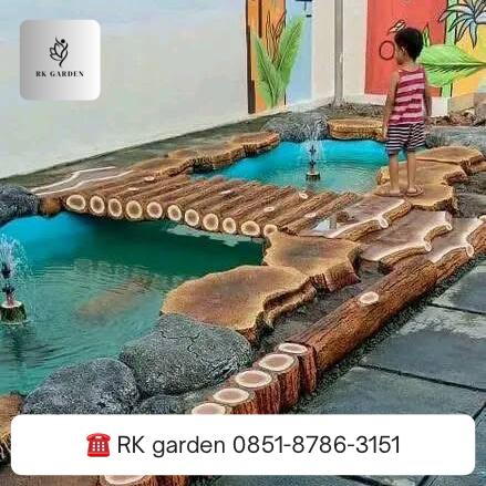 Gambar RK garden | kolam tebing jembatan kayu buatan dari RK GARDEN undefined Tokopedia