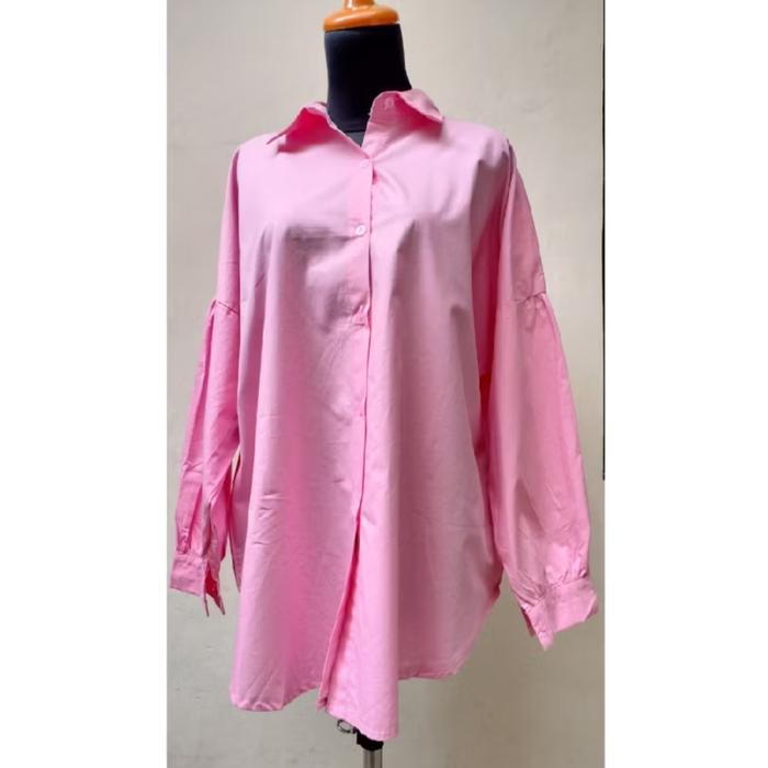 Gambar KEMEJA OVERSIZE KEKINIAN/KEMEJA POPLIN/ATASAN WANITA - PINK dari Cahaya.fashion undefined Tokopedia