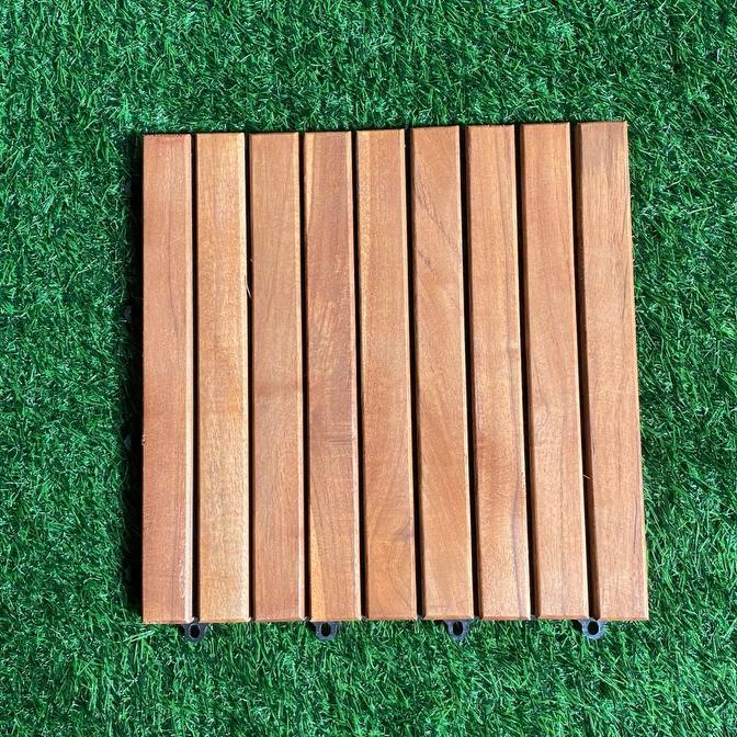Gambar Lantai Kayu Decking Tile finish - Deck Pool Lantai Kolam, Teras - Jati Lurus dari Lantai Kayu Parket_NEW undefined Tokopedia