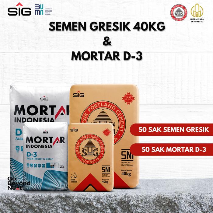 Gambar Paket Mortar D-3 Acian Beton & Plester + Semen Gresik 40kg - Jakarta - 50 SG & 50 D3, Tanpa Bongkar dari SIG ONLINE STORE undefined Tokopedia
