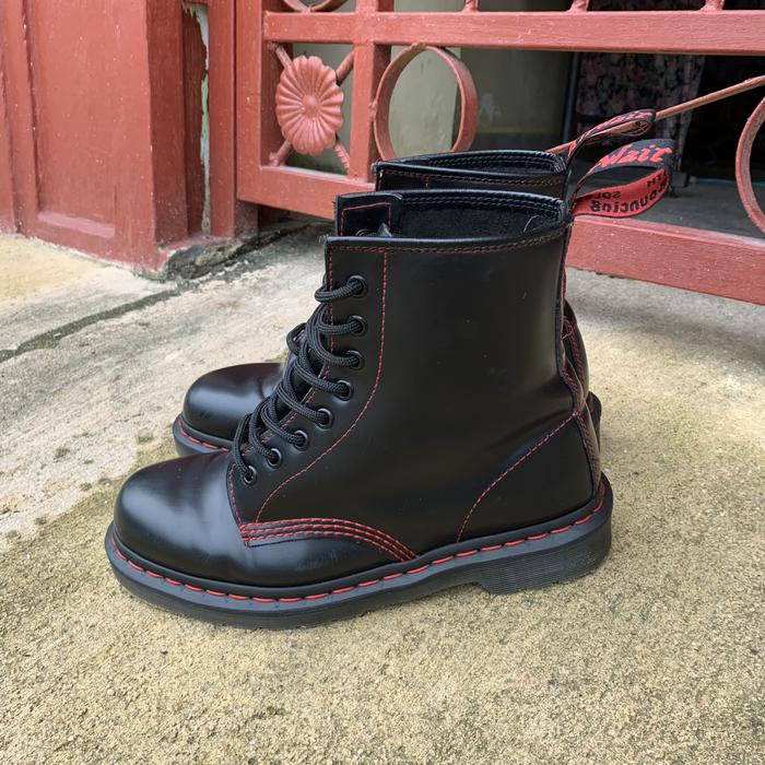 Sepatu Boots Martens 1460 Red Jual Dr Martens 1460 Red Stitch
