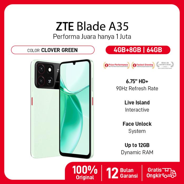 Gambar ZTE Blade A35  6,75" Display FHD RAM 4GB ROM 64GB 5.000 mAh Fast Charge Garansi Resmi Android - Clover Green dari nubia Indonesia undefined Tokopedia